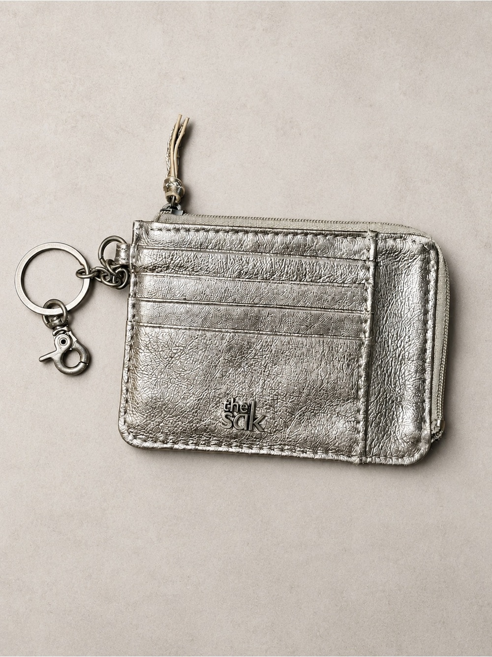 The SAK Women's Iris, Pyrite Metallic Leather Card Holder/Wallet LIKE NEW 🩶